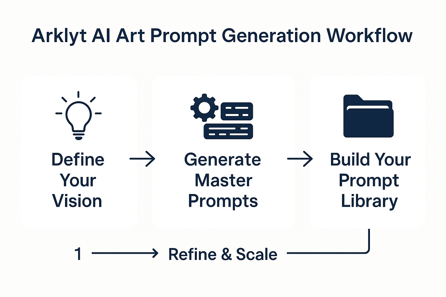 Arklyt AI art prompt generation workflow - 4 step process