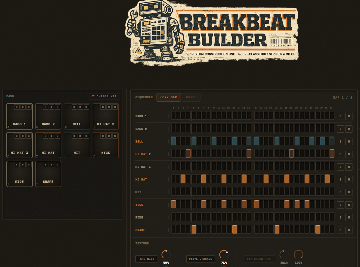 Breakbit Sequencer Pattern BreakBeat Builder — Browser-Based Drum Sequencer for Producers